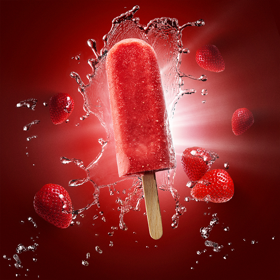 icecream strawberry water splash red stick gelato giacchio fresh